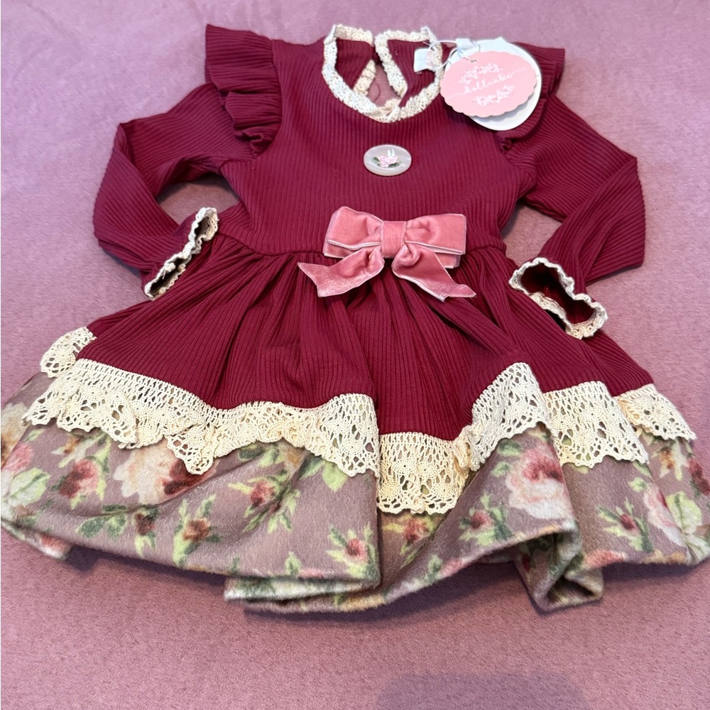 Dollcake Burgundy Dress with Cream Lace